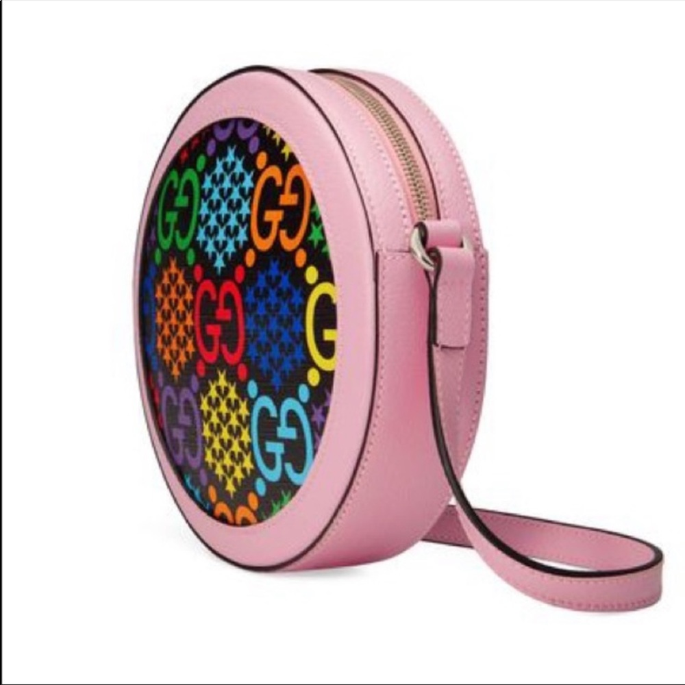 NWT Gucci GG Psychedelic Pink Round Shoulder Bag AUTHENTIC Rainbow Colors
